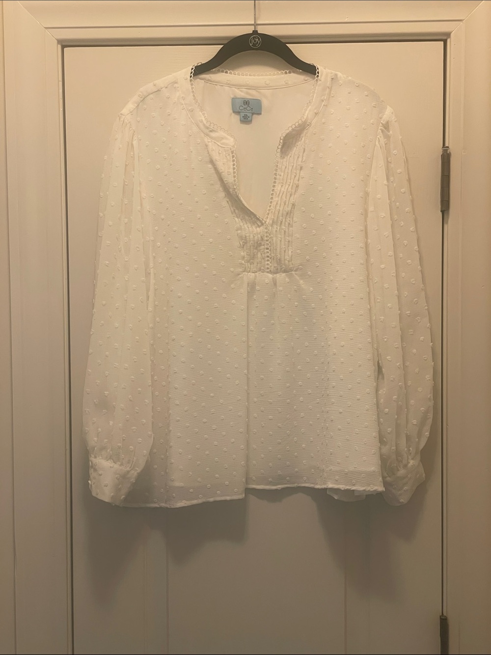 C&C California Ivory Swiss Dot Peasant Blouse